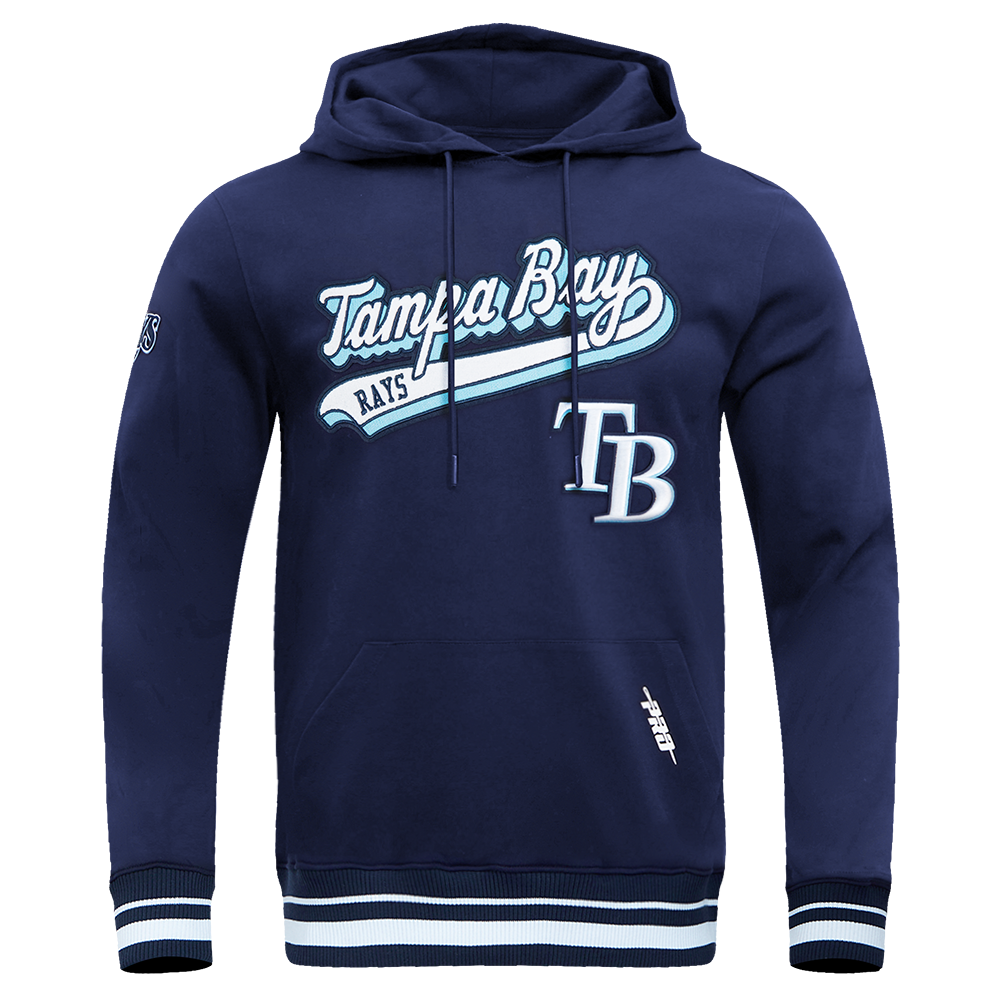 MLB TAMPA BAY RAYS SCRIPT TAIL MEN'S RIB FLEECE PULLOVER HOODIE (MIDNI ...