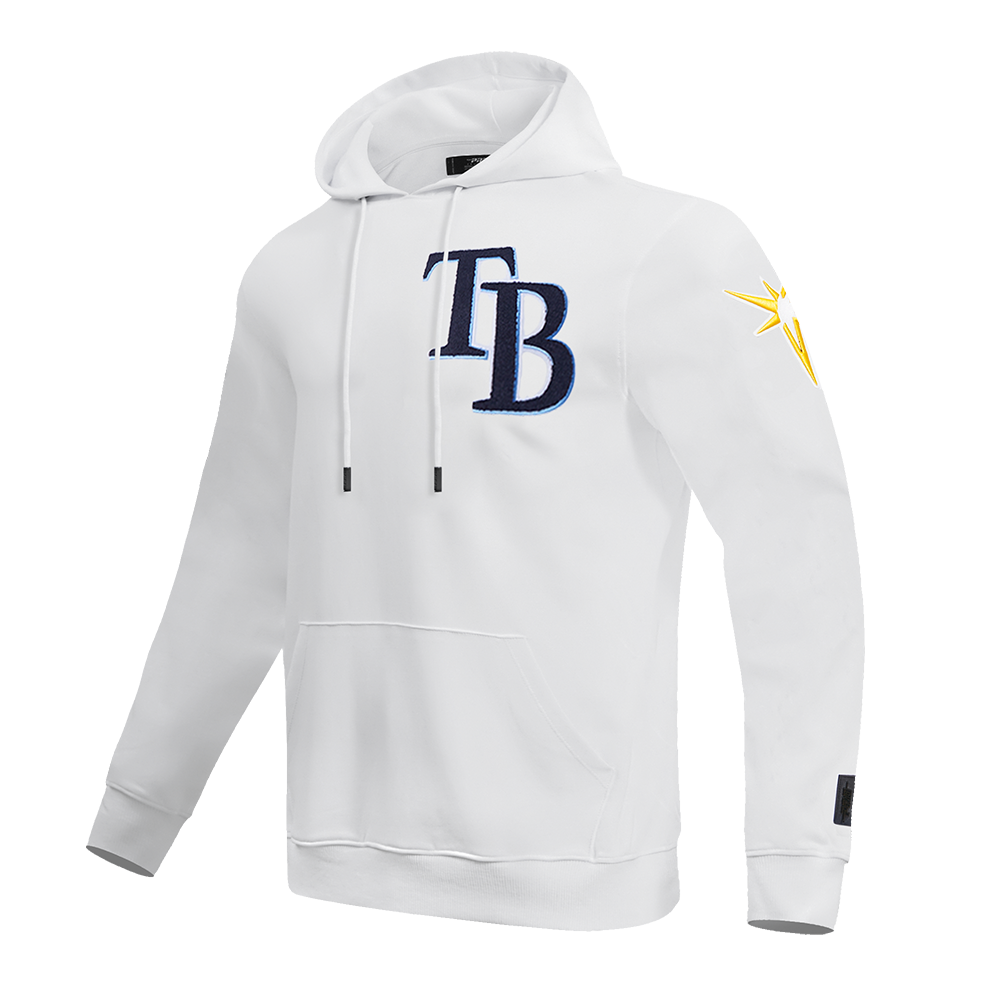MLB TAMPA BAY RAYS CLASSIC CHENILLE MEN'S PULLOVER HOODIE (WHITE)