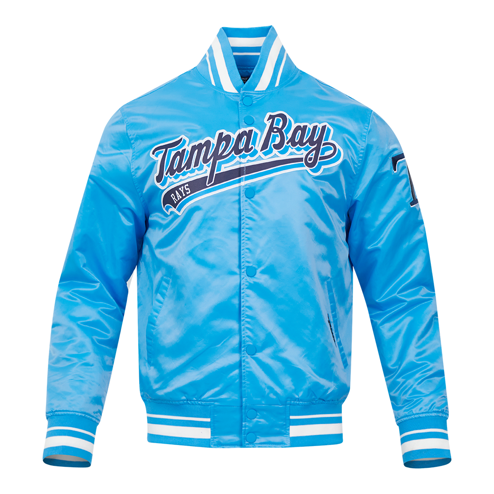 MLB TAMPA BAY RAYS SCRIPT TAIL MEN'S SATIN JACKET (UNIVERSITY BLUE ...