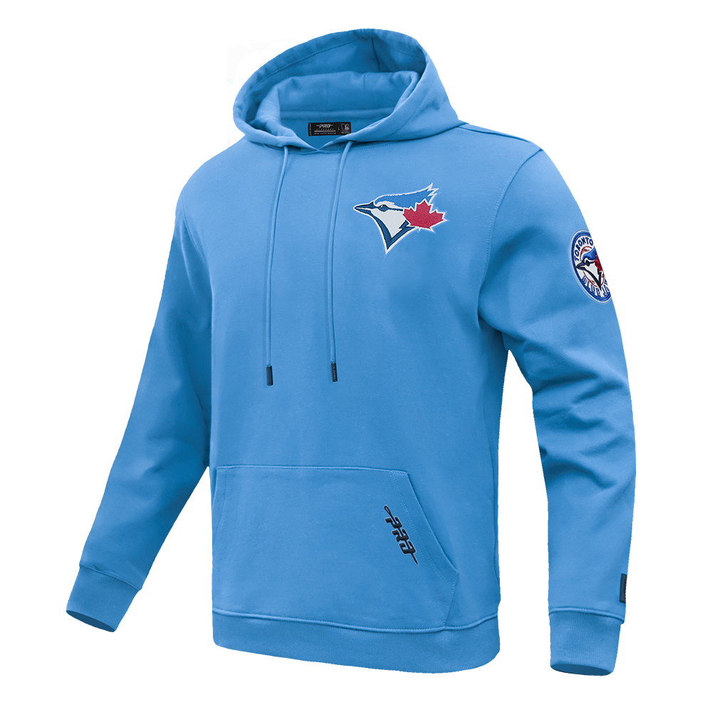 MLB TORONTO BLUE JAYS CLASSIC CHENILLE MEN'S DOUBLE KNIT PULLOVER HOODIE (UNIVERSITY BLUE)
