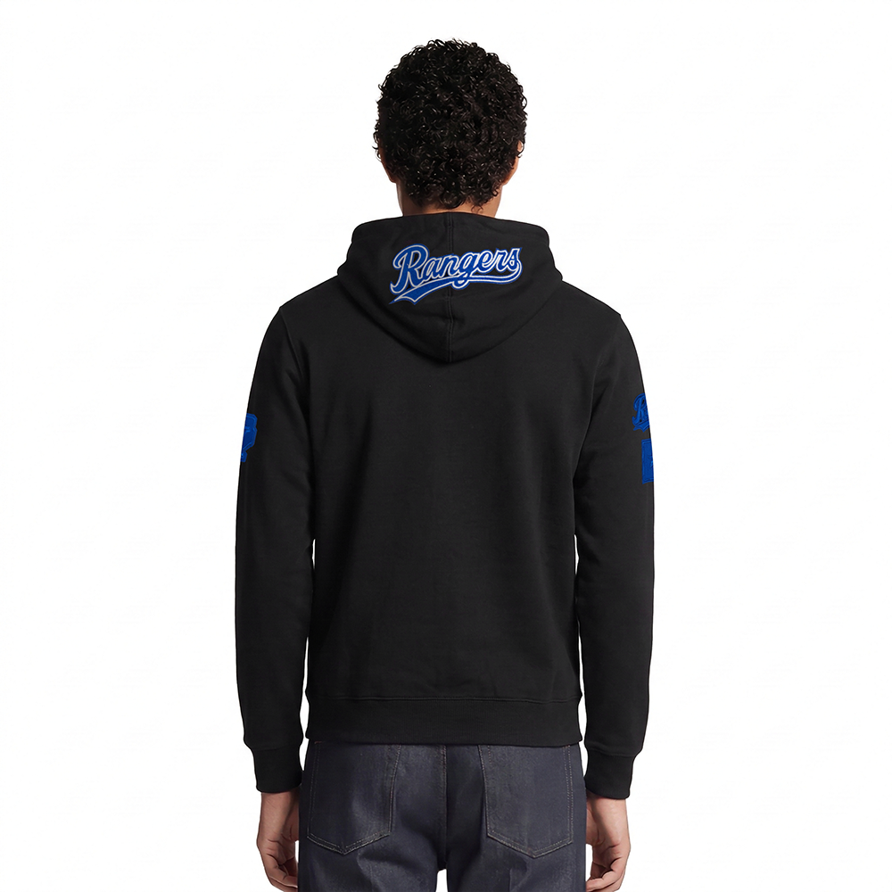 MLB TEXAS RANGERS TC TONAL OUTLINE MEN'S DK FZ PO HOODIE (BLACK)
