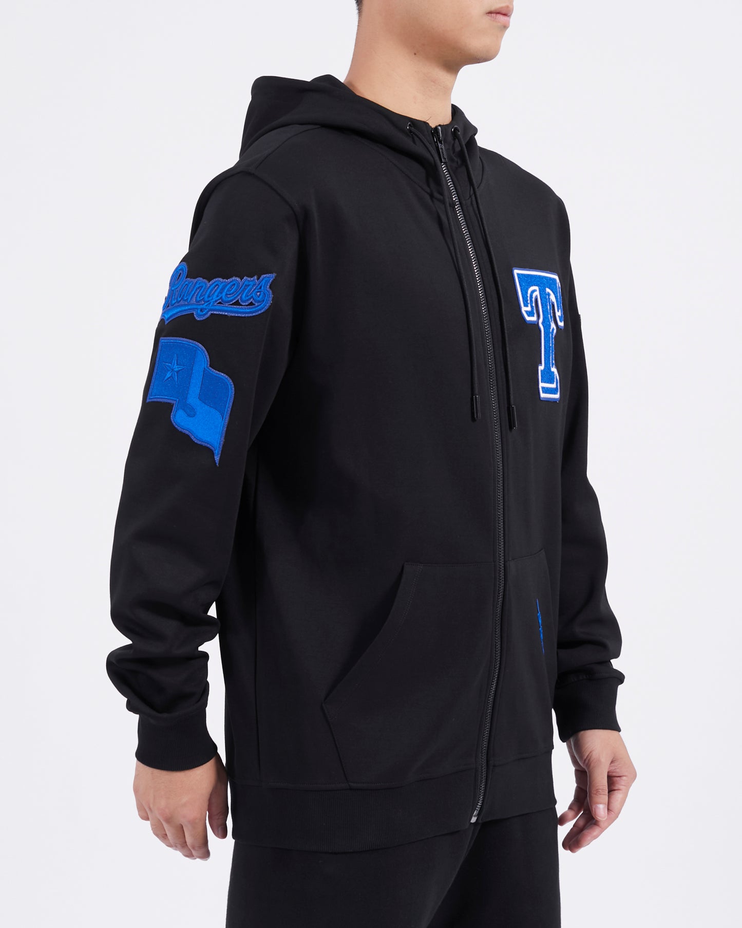 MLB TEXAS RANGERS TC TONAL OUTLINE MEN'S DK FZ PO HOODIE (BLACK)