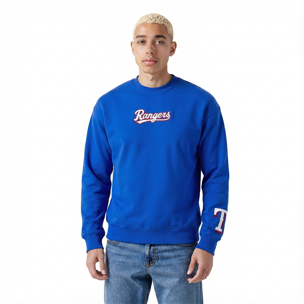 MLB TEXAS RANGERS WINGSPAN MEN'S DROP SHOULDER FLC CREWNECK (ROYAL BLUE)