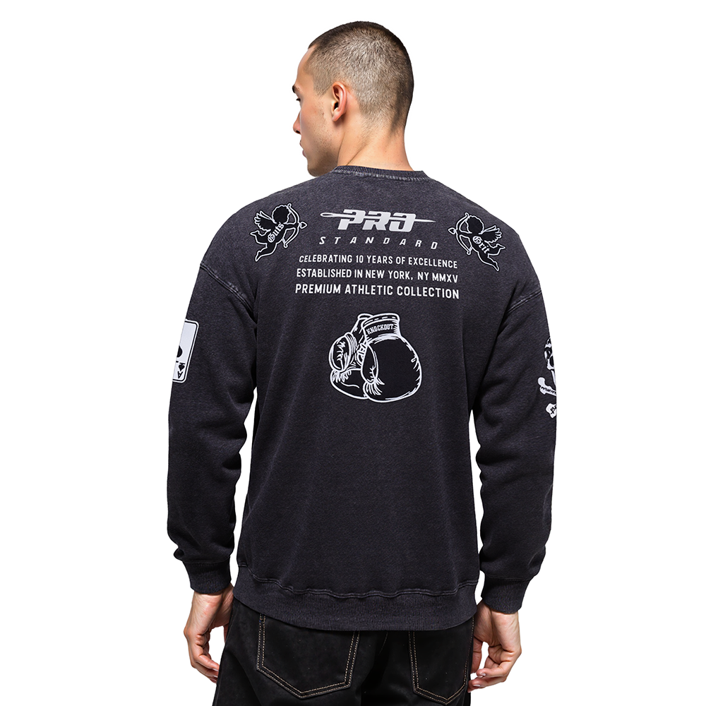 PRO STANDARD NEVER BET AGAINST MEN'S DROP SHOULDER FLC CREWNECK (BLACK)