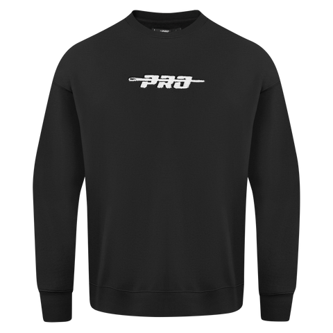 PROSTANDARDCLASSICCHENILLEWHTLOGOMEN'SDROPSHOULDERFLCCREWNECK(BLACK)