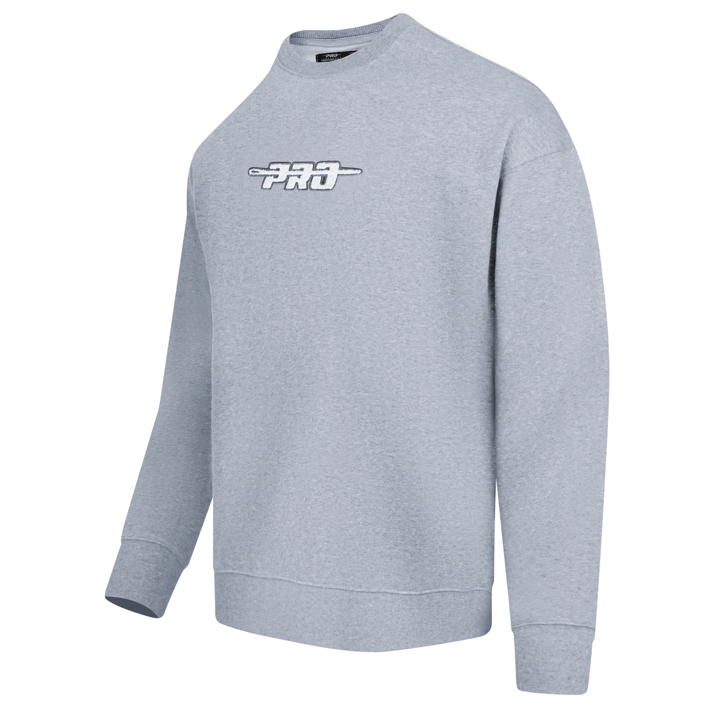 PRO STANDARD CLASSIC CHENILLE WHT LOGO MEN'S DROP SHOULDER FLC CREWNECK(DARK HEATHER GRAY)