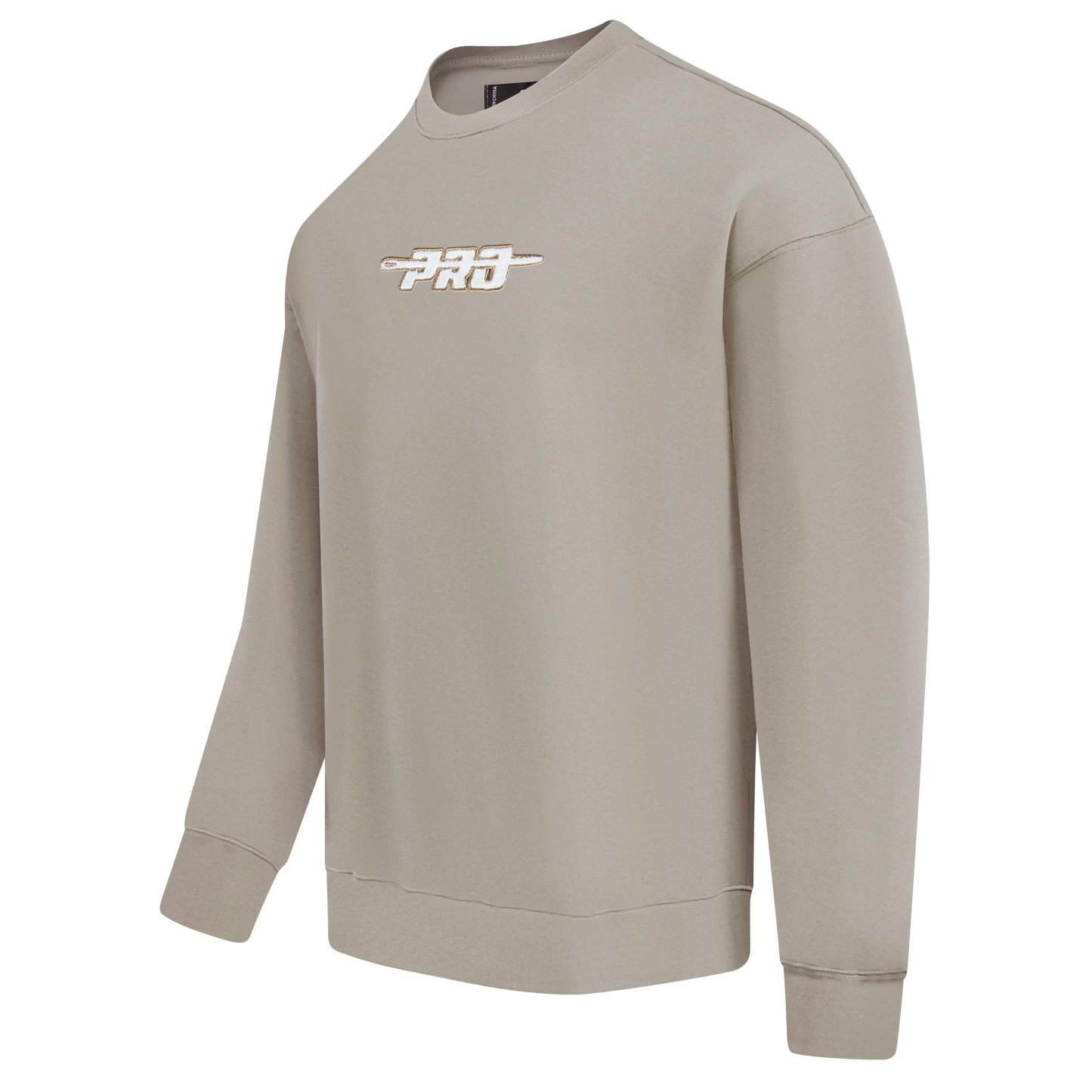 PRO STANDARD CLASSIC CHENILLE WHT LOGO MEN'S DROP SHOULDER FLC CREWNECK(TAUPE)