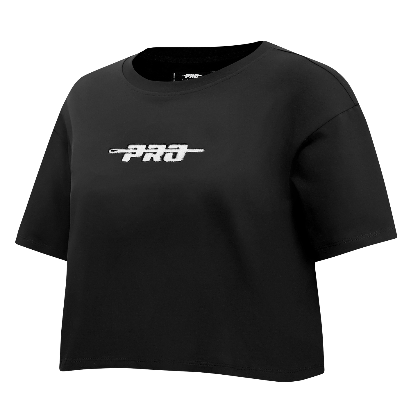 PRO STANDARD CLASSIC CHENILLE WHT LOGO WOMEN'S SJ BOXY TEE (BLACK)