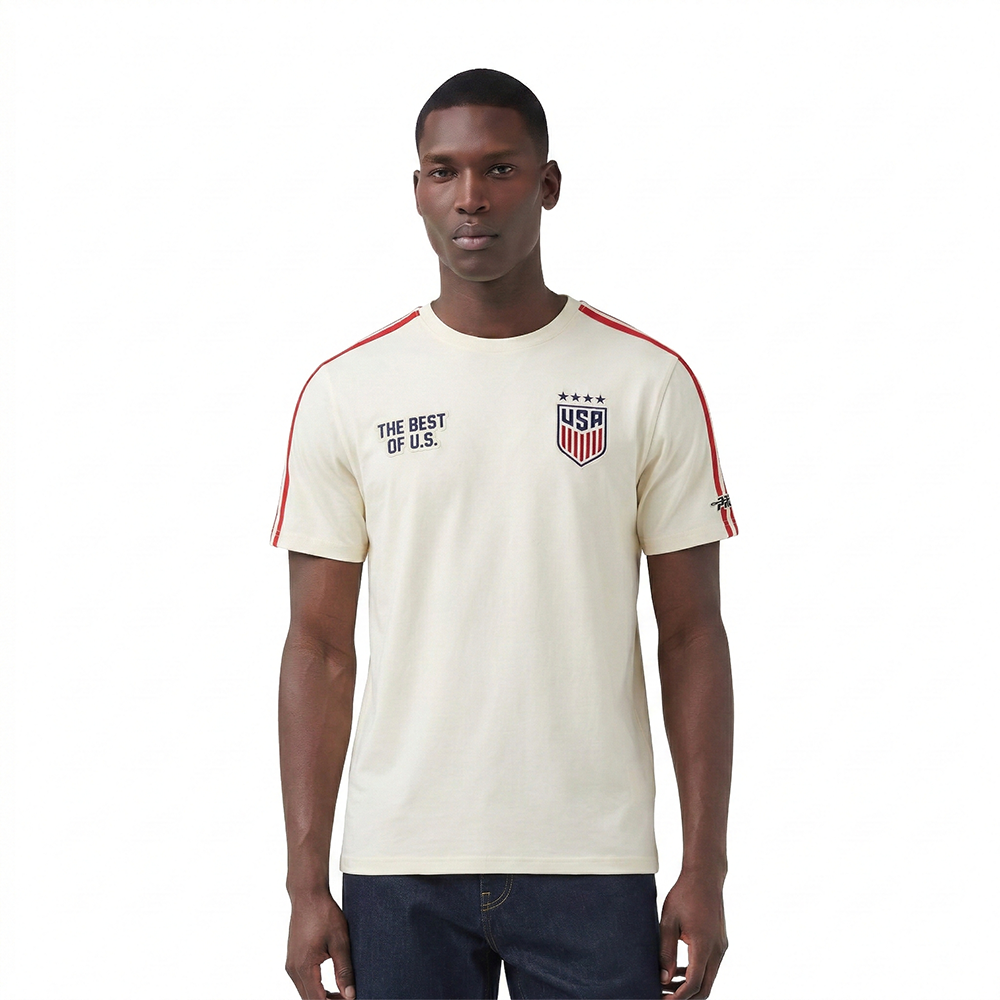 USSF US SOCCER WNT CLASSIC CHENILLE MEN'S SJ TAPING TEE (EGGSHELL/ RED)