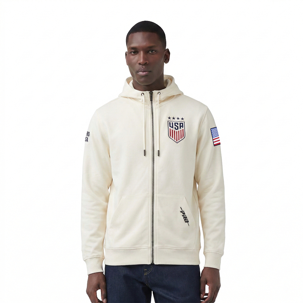 USSF US SOCCER WNT CLASSIC CHENILLE MEN'S DK FZ HOODIE (EGGSHELL)