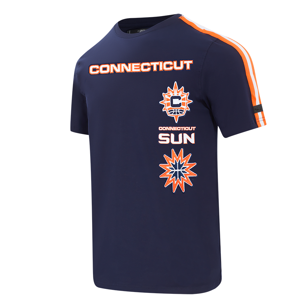WNBA CONNECTICUT SUN RETRO CLASSICS MEN'S SINGLE JERSEY STRIPED TEE (MIDNIGHT NAVY/ORANGE)