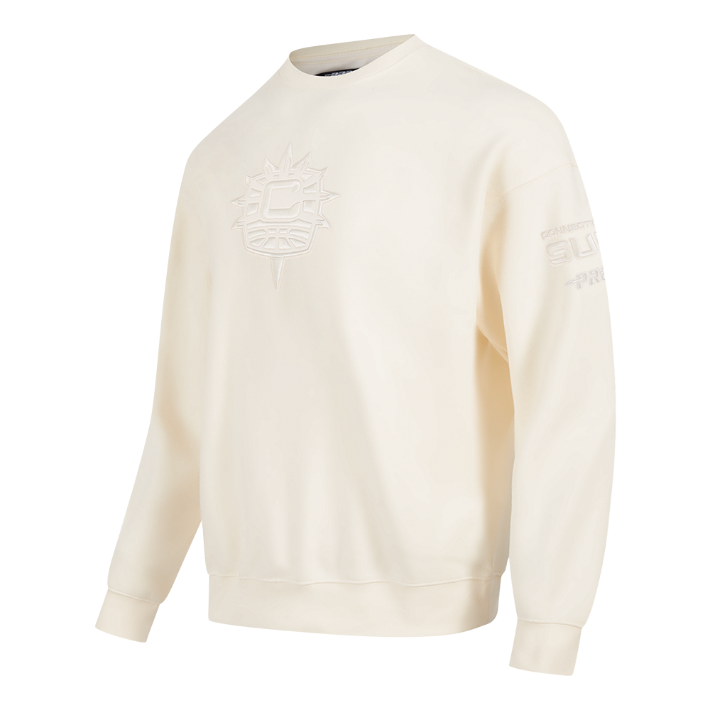 WNBA CONNECTICUT SUN NEUTRAL MEN'S DROP SHOULDER FLC CREWNECK (EGGSHELL)
