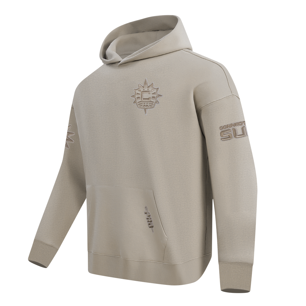 WNBA  	CONNECTICUT SUN NEUTRAL MEN'S DROP SHOULDER FLEECE PULLOVER HOODIE (TAUPE)