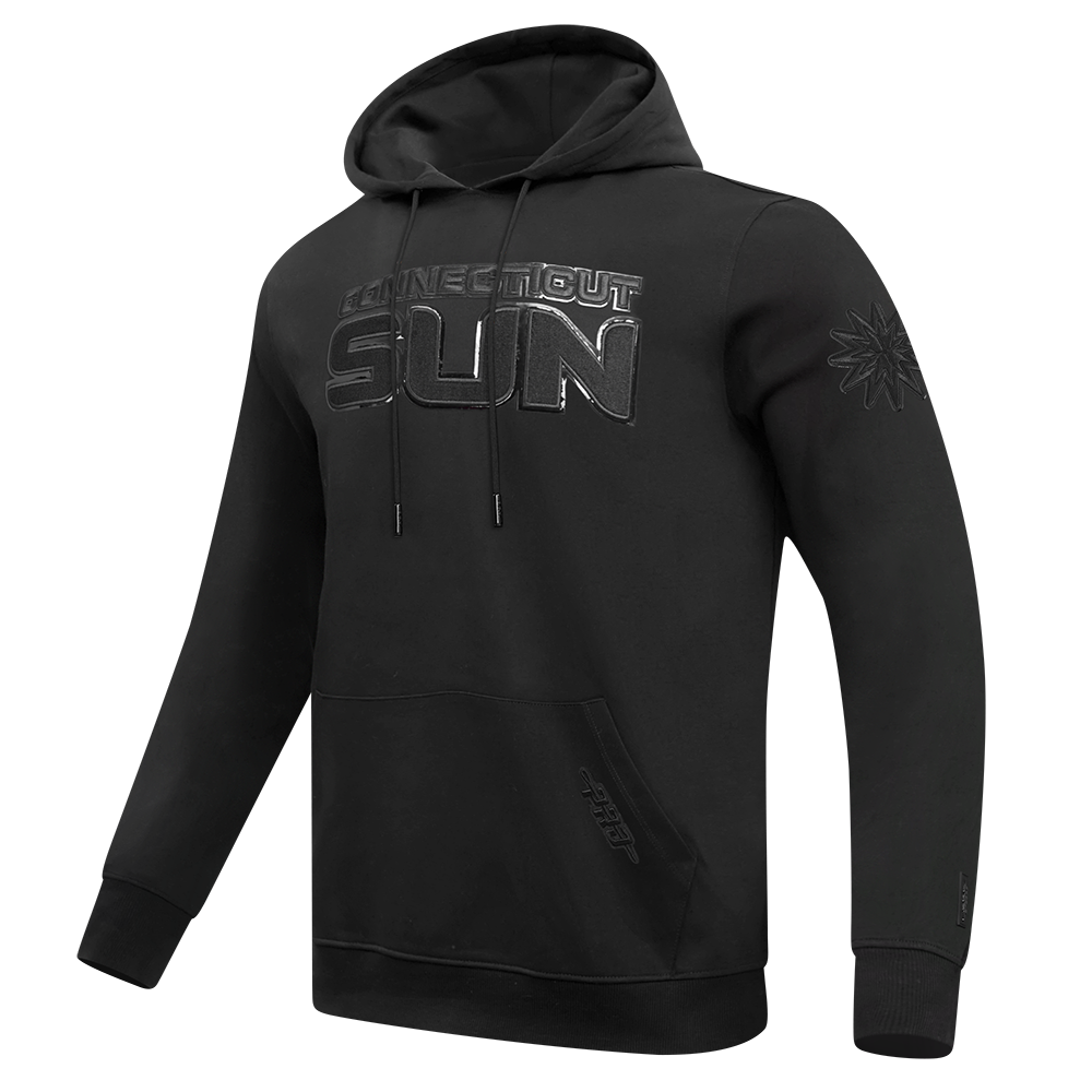 WNBA  CONNECTICUT SUN TRIPLE BLACK MEN'S DOUBLE KNIT PULLOVER HOODIE (BLACK)