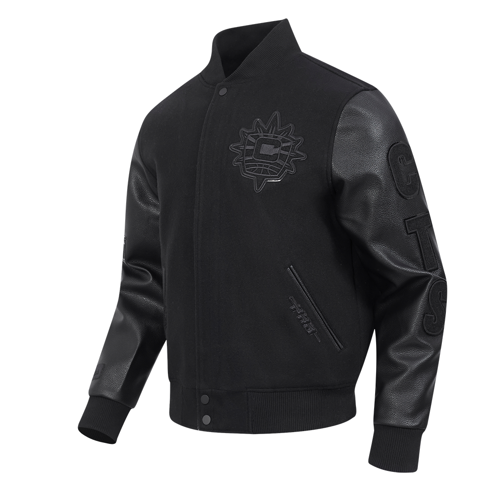 WNBA  CONNECTICUT SUN TRIPLE BLACK MEN'S WOOL VARSITY JACKET (JET BLACK)