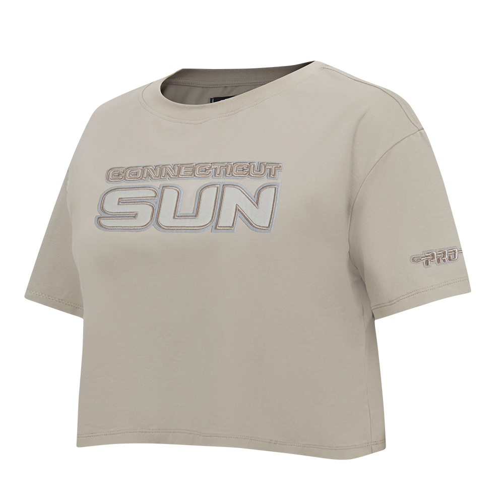 WNBA  CONNECTICUT SUN NEUTRAL WOMEN'S SINGLE JERSEY BOXY TEE (TAUPE)