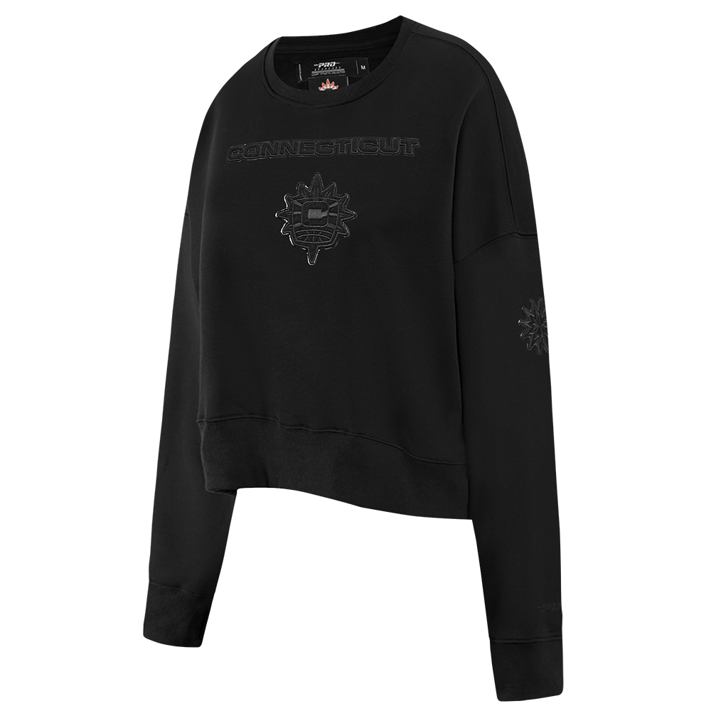 WNBA  CONNECTICUT SUN TRIPLE BLACK WOMEN'S FLEECE CREWNECK (BLACK)