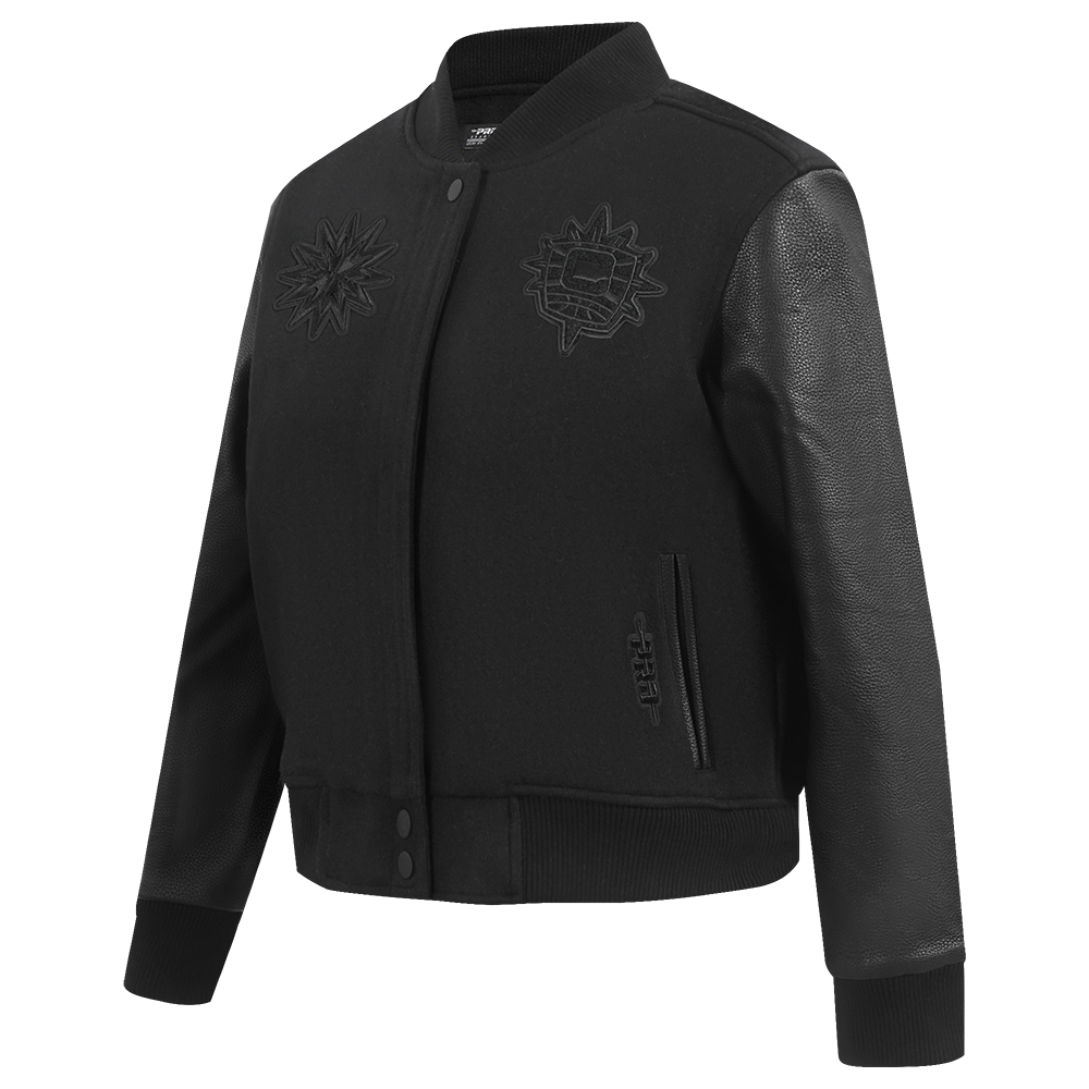 WNBA  	CONNECTICUT SUN TRIPLE BLACK WOMEN'S RIB WOOL VARSITY JACKET (JET BLACK)