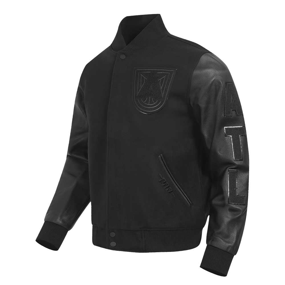 WNBA DALLAS WINGS TRIPLE BLACK MEN'S WOOL VARSITY JACKET (JET BLACK)