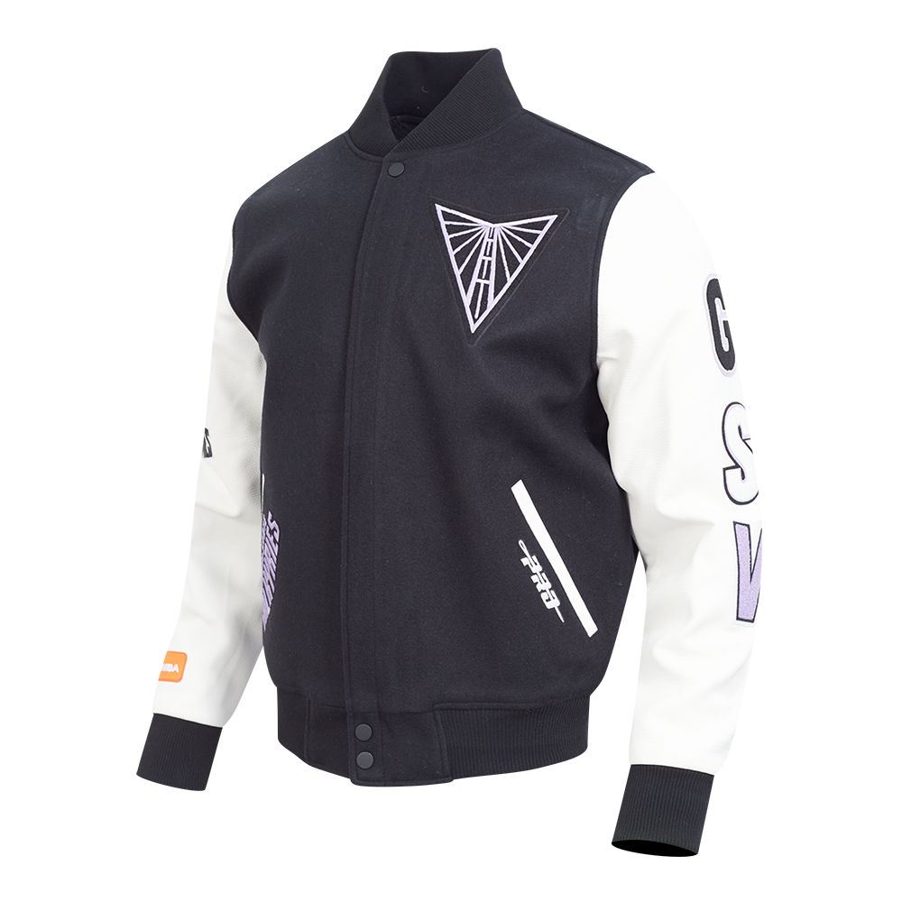 WNBA GOLDEN STATE VALKYRIES CLASSIC CHENILLE MEN'S WOOL VARSITY JACKET (BLACK/WHITE)