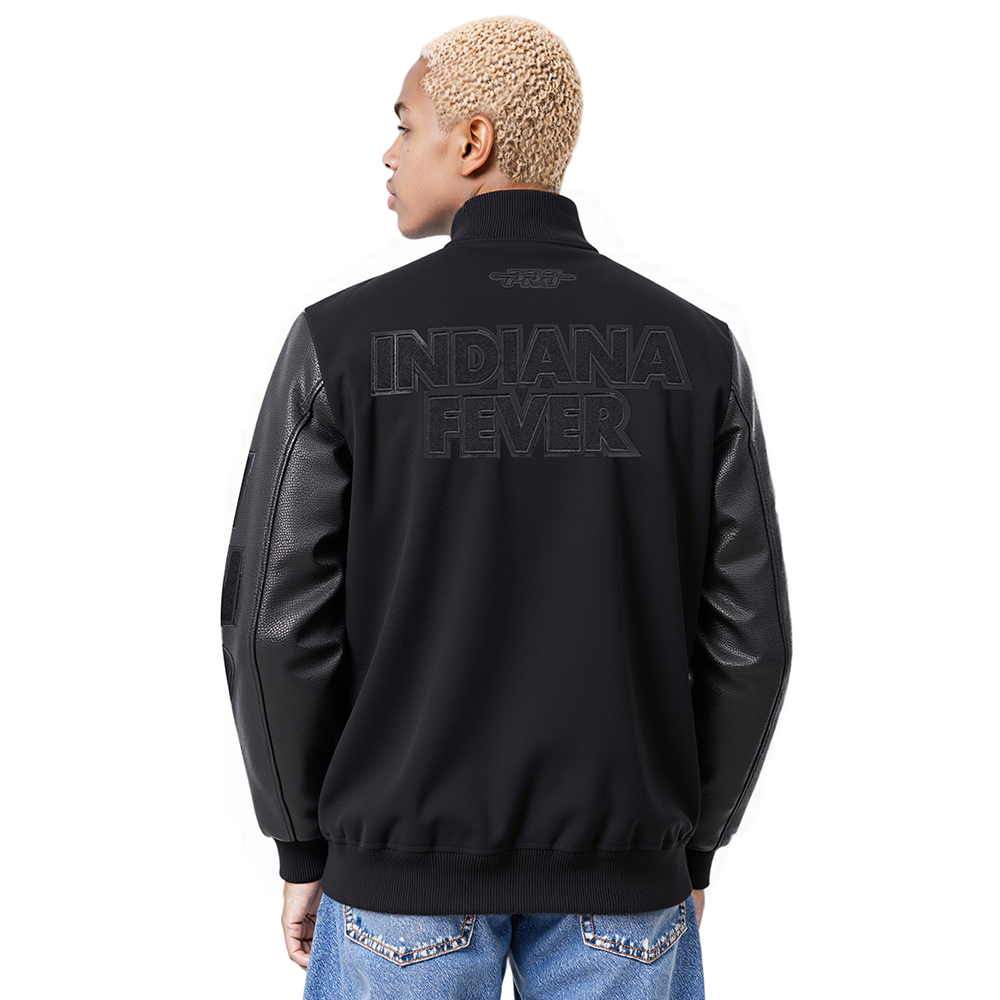 WNBA  INDIANA FEVER TRIPLE BLACK MEN'S WOOL VARSITY JACKET (JET BLACK)
