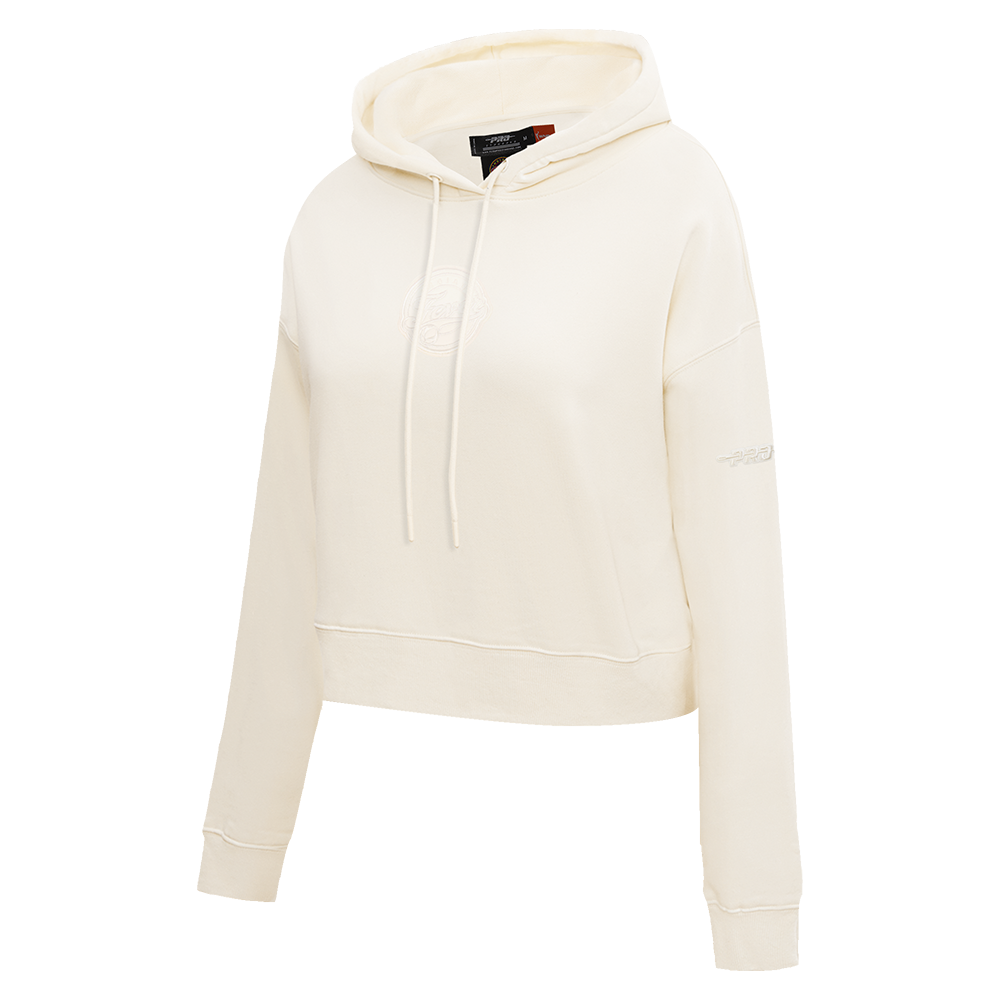 WNBA INDIANA FEVER NEUTRAL WOMEN'S CROPPED FLC PO HOODIE (EGGSHELL)