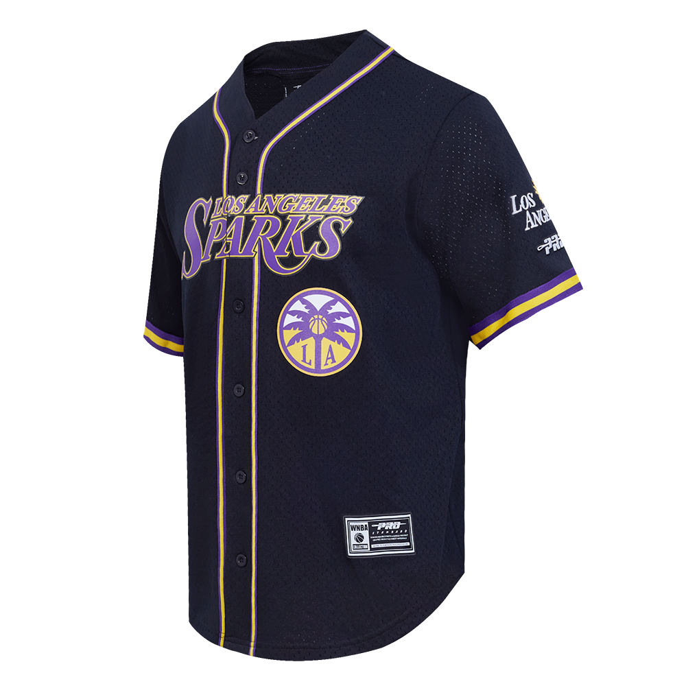 WNBA LOS ANGELES SPARKS MESH MEN'S BUTTON DOWN SHIRT (BLACK/PURPLE)
