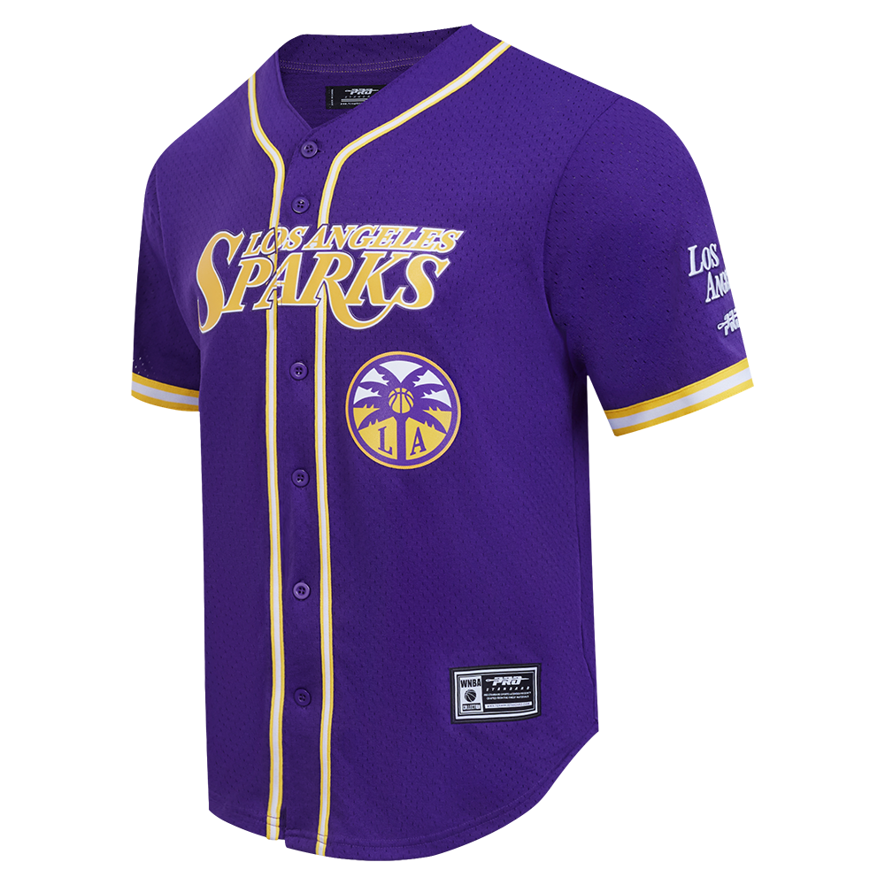 LOS ANGELES SPARKS MESH MEN'S BUTTON DOWN SHIRT (PURPLE/YELLOW)