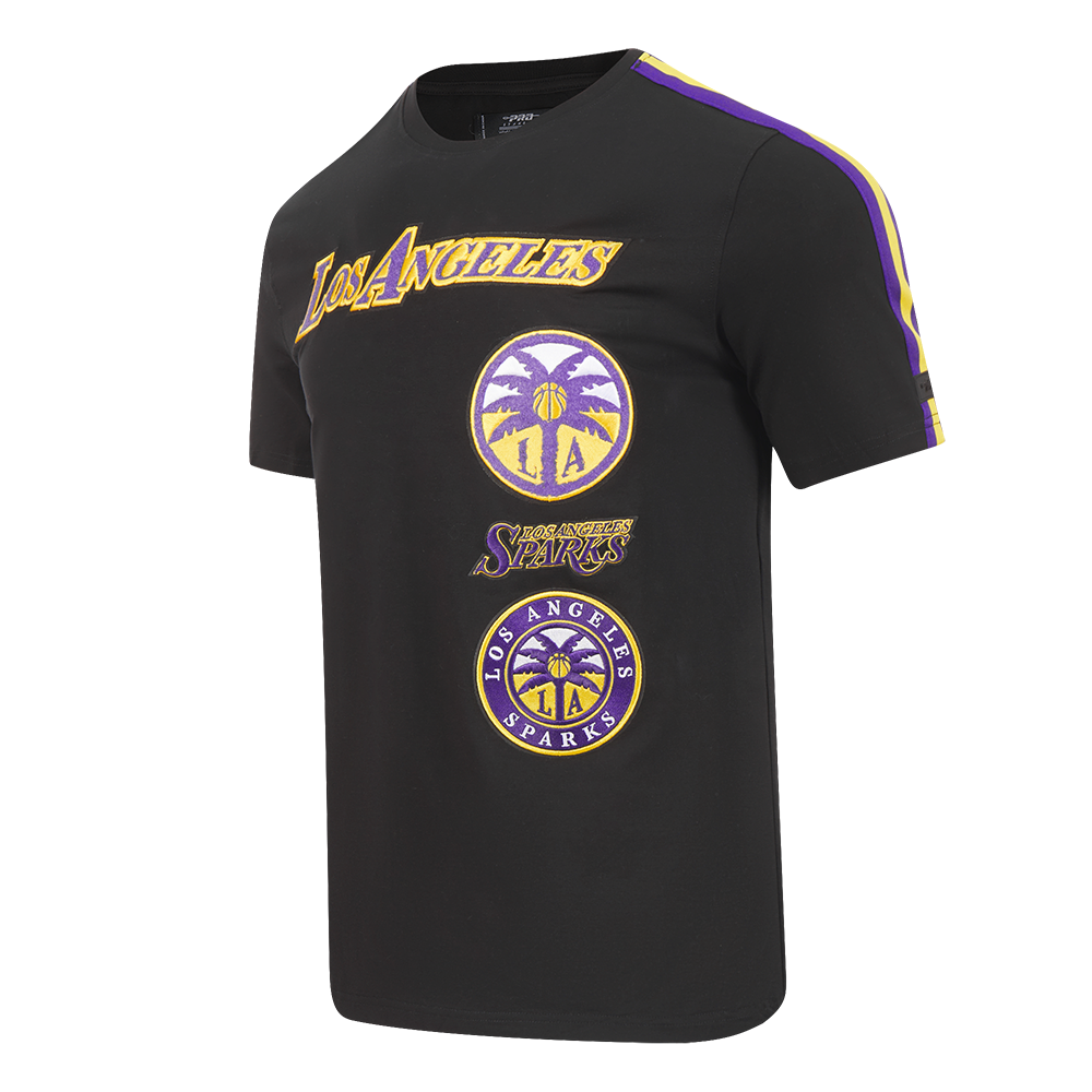 WNBA LOS ANGELES SPARKS RETRO CLASSICS MEN'S SINGLE JERSEY STRIPED TEE (BLACK/PURPLE)