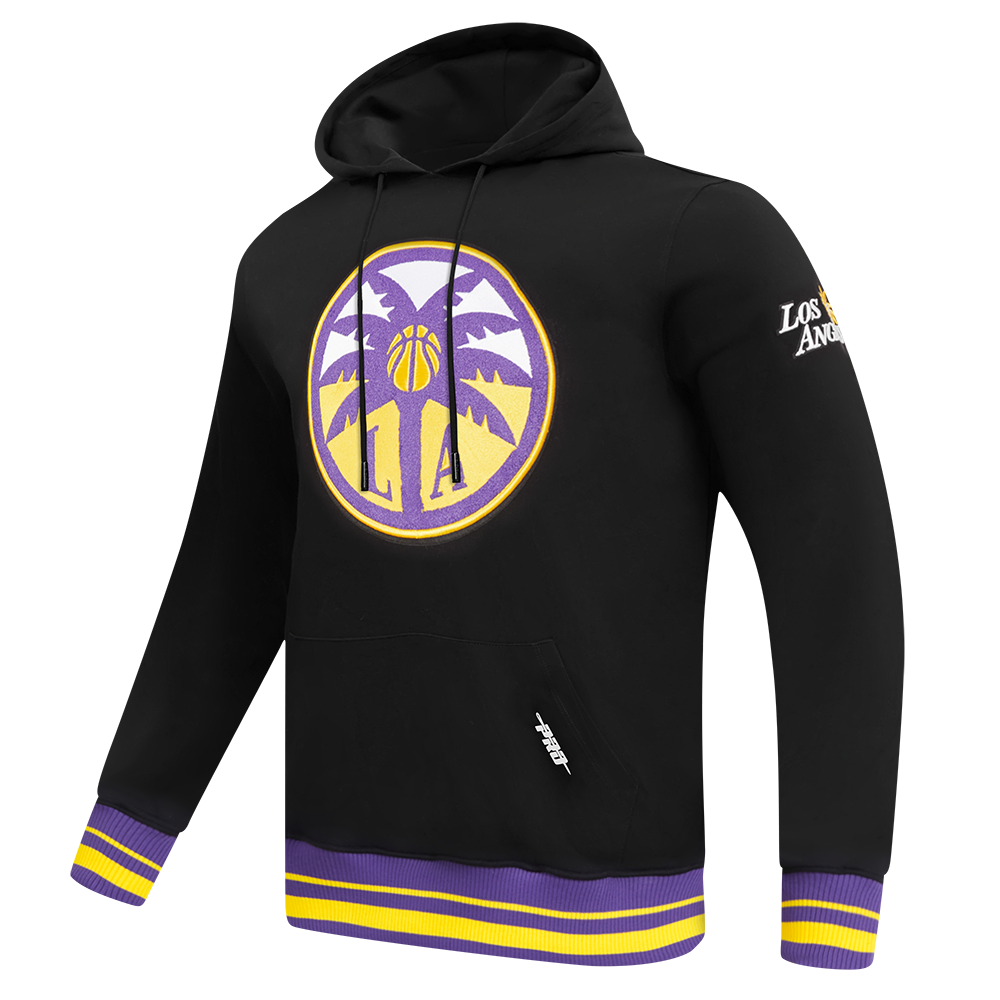 WNBA LOS ANGELES SPARKS RETRO CLASSICS MEN'S RIB FLEECE PULLOVER HOODIE (BLACK/PURPLE)