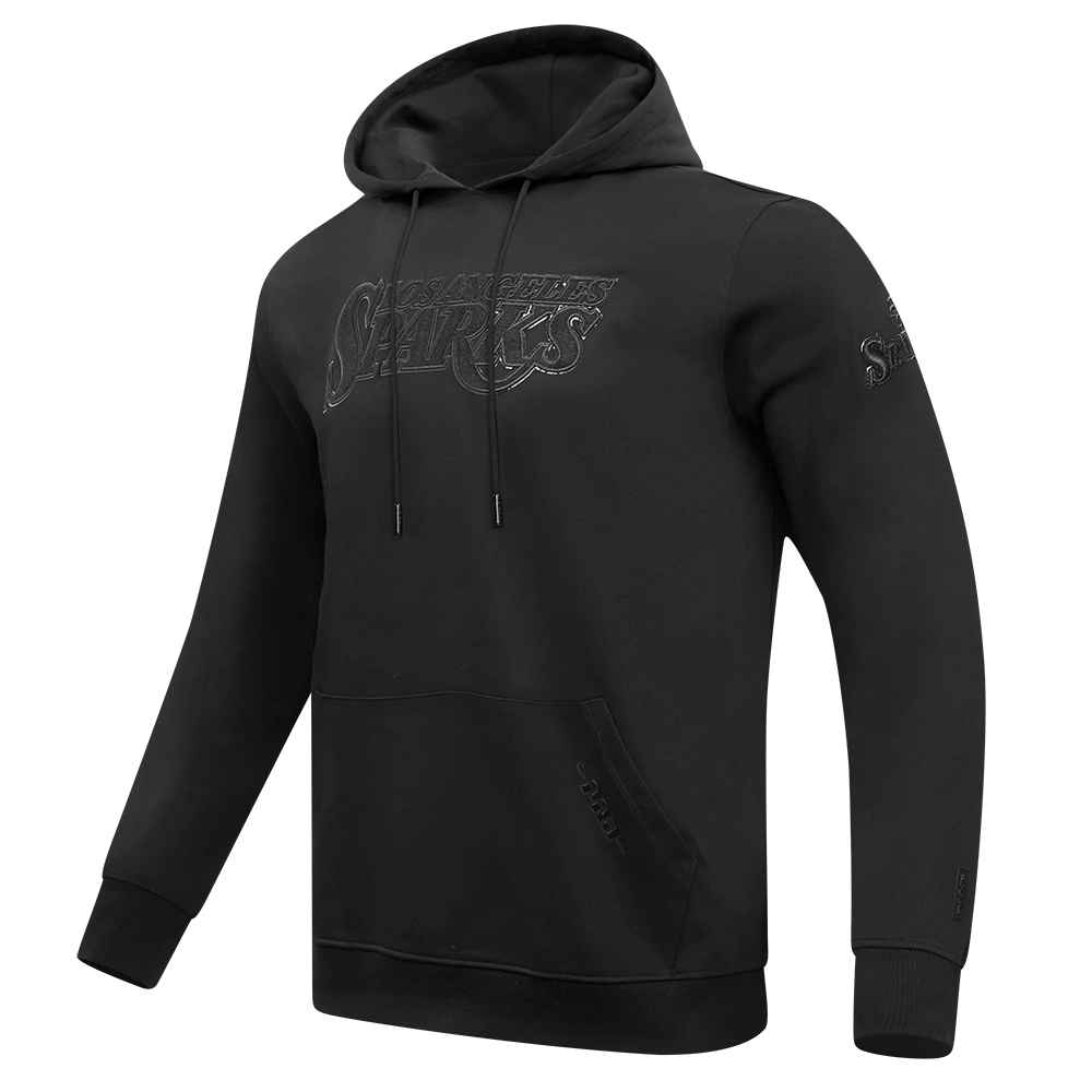 WNBA  	LOS ANGELES SPARKS TRIPLE BLACK MEN'S DOUBLE KNIT PULLOVER HOODIE (BLACK)