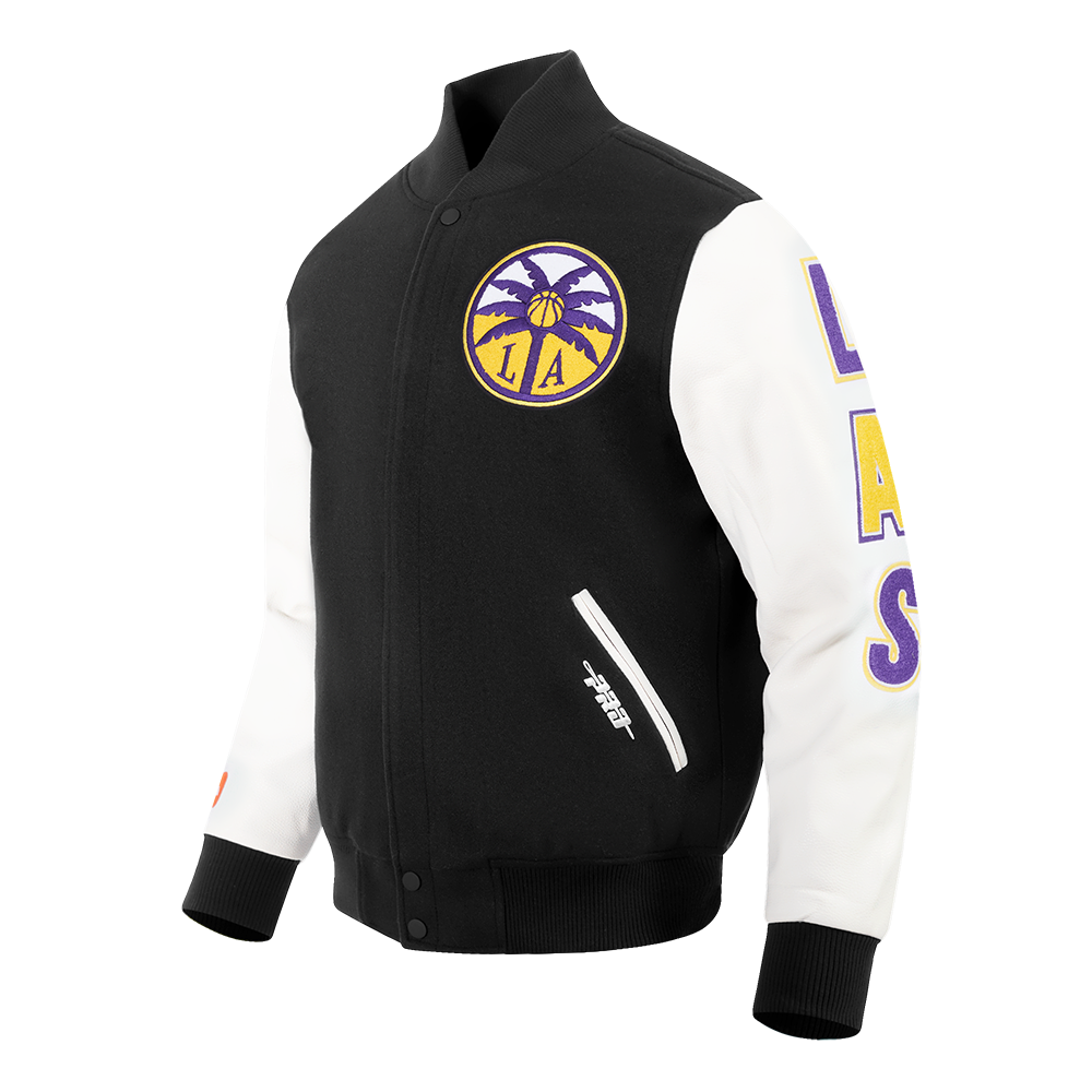 WNBA LOS ANGELES SPARKS CLASSIC CHENILLE MEN'S WOOL VARSITY JACKET (BLACK/WHITE)