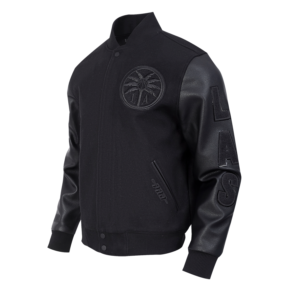WNBA  LOS ANGELES SPARKS TRIPLE BLACK MEN'S WOOL VARSITY JACKET (JET BLACK)