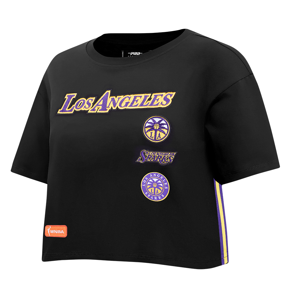 WNBA LOS ANGELES SPARKS RETRO CLASSICS WOMEN'S SINGLE JERSEY BOXY TEE (BLACK)