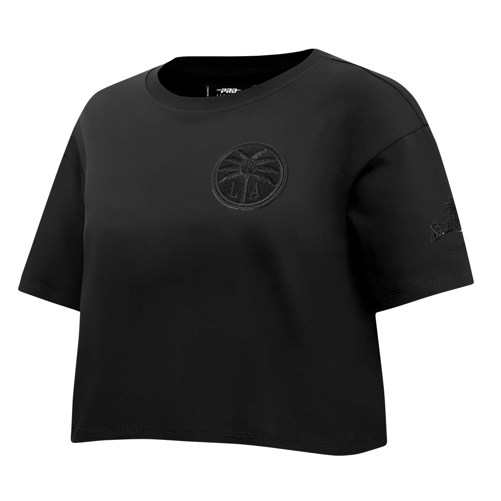 WNBA LOS ANGELES SPARKS TRIPLE BLACK WOMEN'S SINGLE JERSEY BOXY TEE (BLACK)
