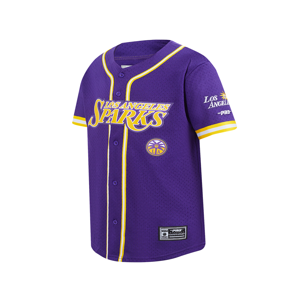 WNBA LOS ANGELES SPARKS CLASSIC MESH BIG BOY'S BUTTON DOWN SHIRT (Purple/Yellow)