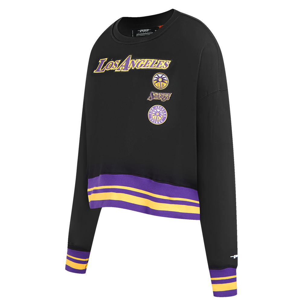 WNBA LOS ANGELES SPARKS RETRO CLASSICS WOMEN'S RIB FLEECE CREWNECK (BLACK/PURPLE)
