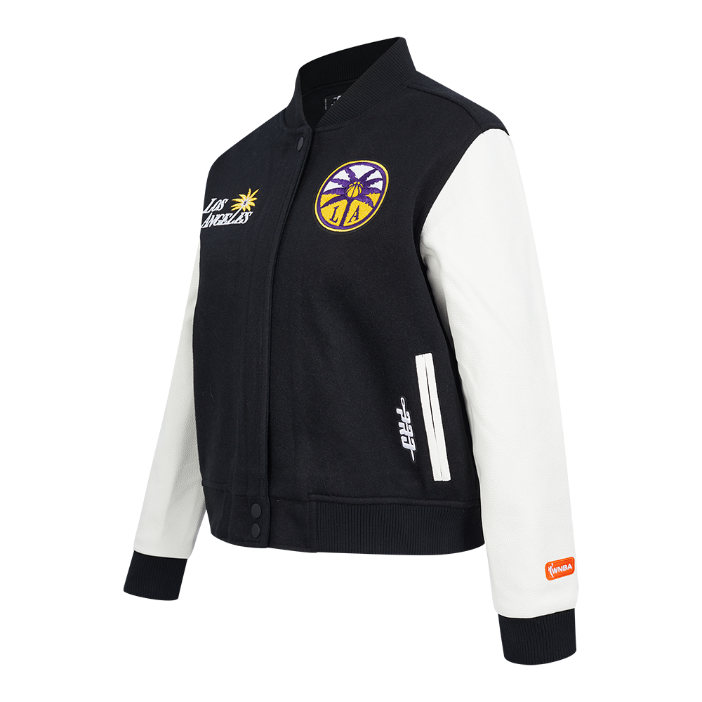 WNBA LOS ANGELES SPARKS CLASSIC ESSENTIALS WOMEN'S WOOL VARSITY JACKET (BLACK/WHITE)