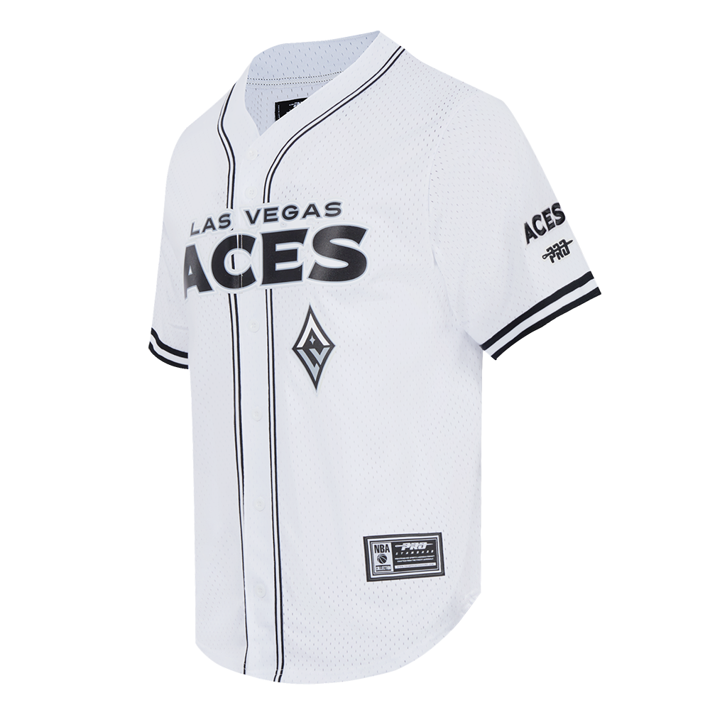 WNBA LAS VEGAS ACES MESH MEN'S BUTTON DOWN SHIRT (WHITE / BLACK / WHTE)