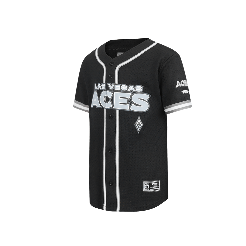 WNBA LAS VEGAS ACES CLASSIC MESH BIG BOY'S BUTTON DOWN SHIRT (BLACK/GRAY)