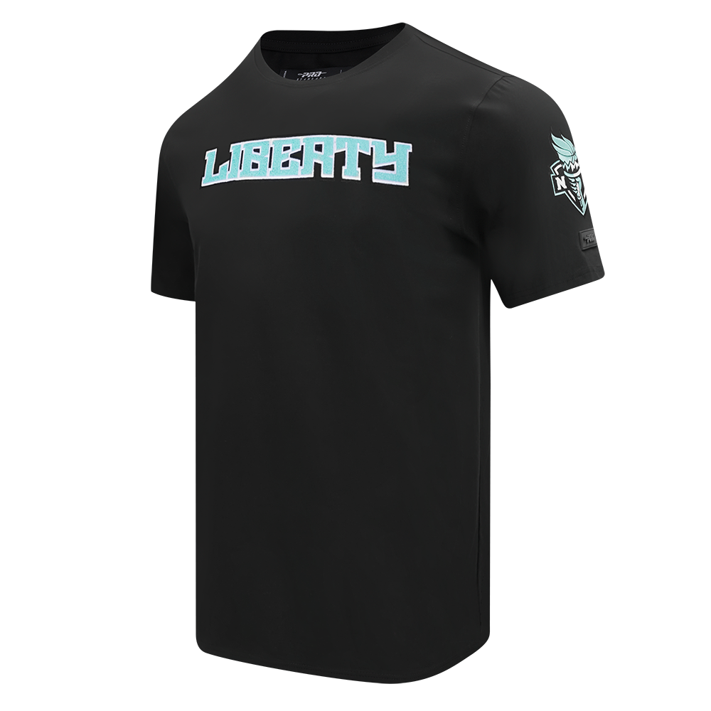 WNBA NEW YORK LIBERTY CLASSIC CHENILLE MEN'S SINGLE JERSEY TEE (BLACK)