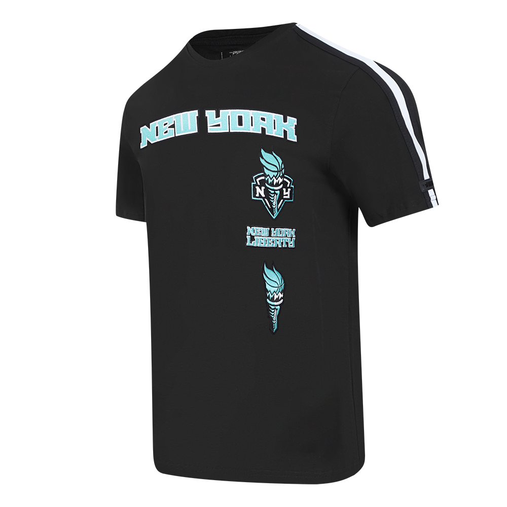 WNBA NEW YORK LIBERTY RETRO CLASSICS MEN'S SINGLE JERSEY STRIPED TEE (BLACK)