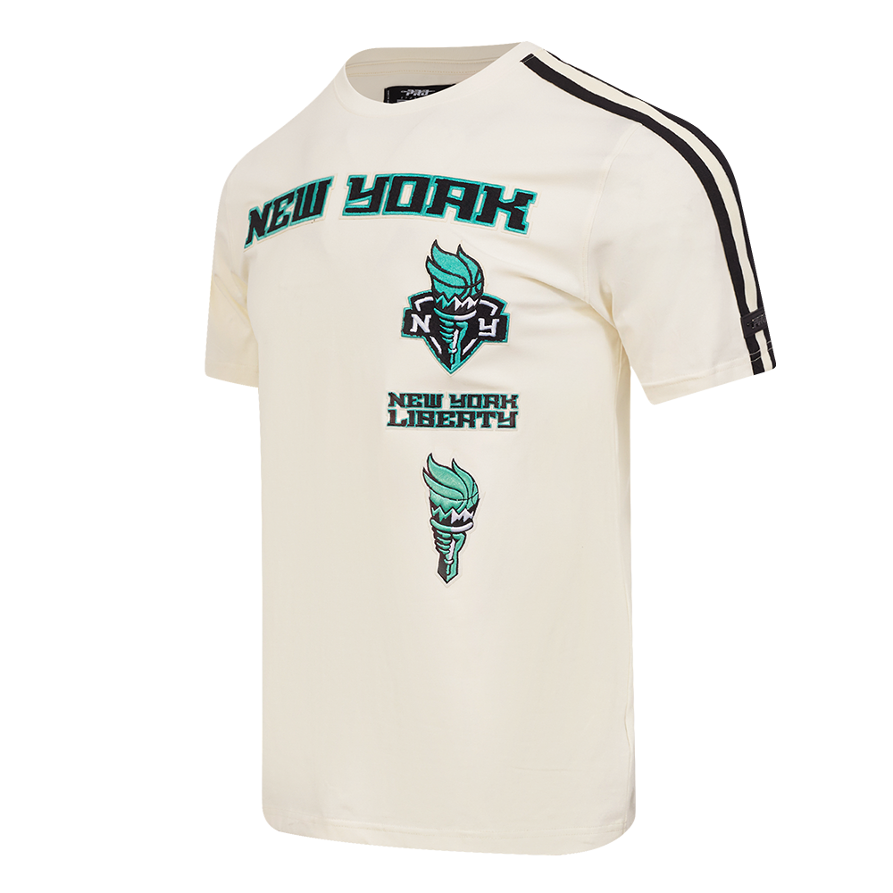 WNBA NEW YORK LIBERTY RETRO CLASSICS MEN'S SINGLE JERSEY STRIPED TEE (EGGSHELL/ BLACK)
