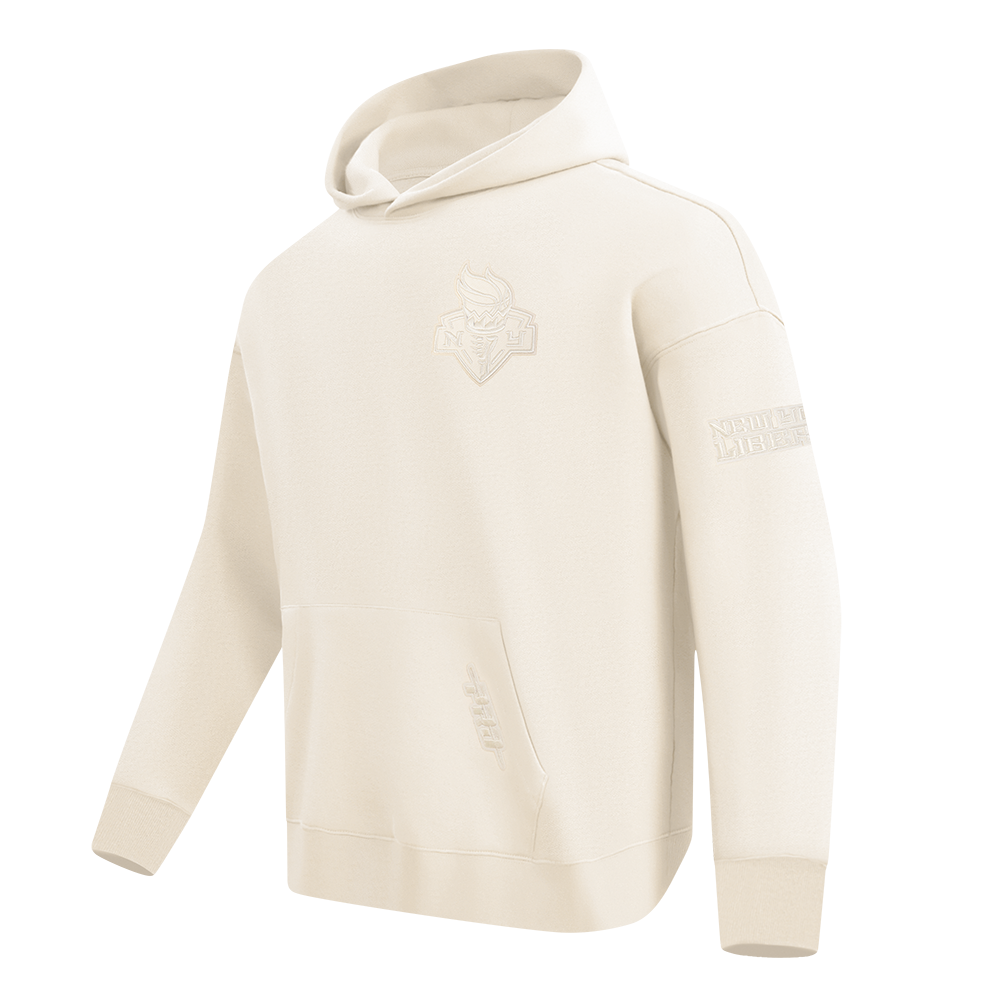 WNBA 	NEW YORK LIBERTY NEUTRAL MEN'S DROP SHOULDER FLEECE PULLOVER HOODIE (EGGSHELL)