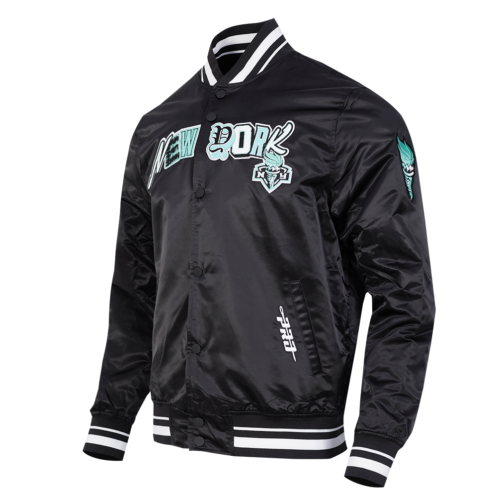 WNBA NEW YORK LIBERTY CITY RANSOM MEN'S RIB SATIN JACKET (BLACK)