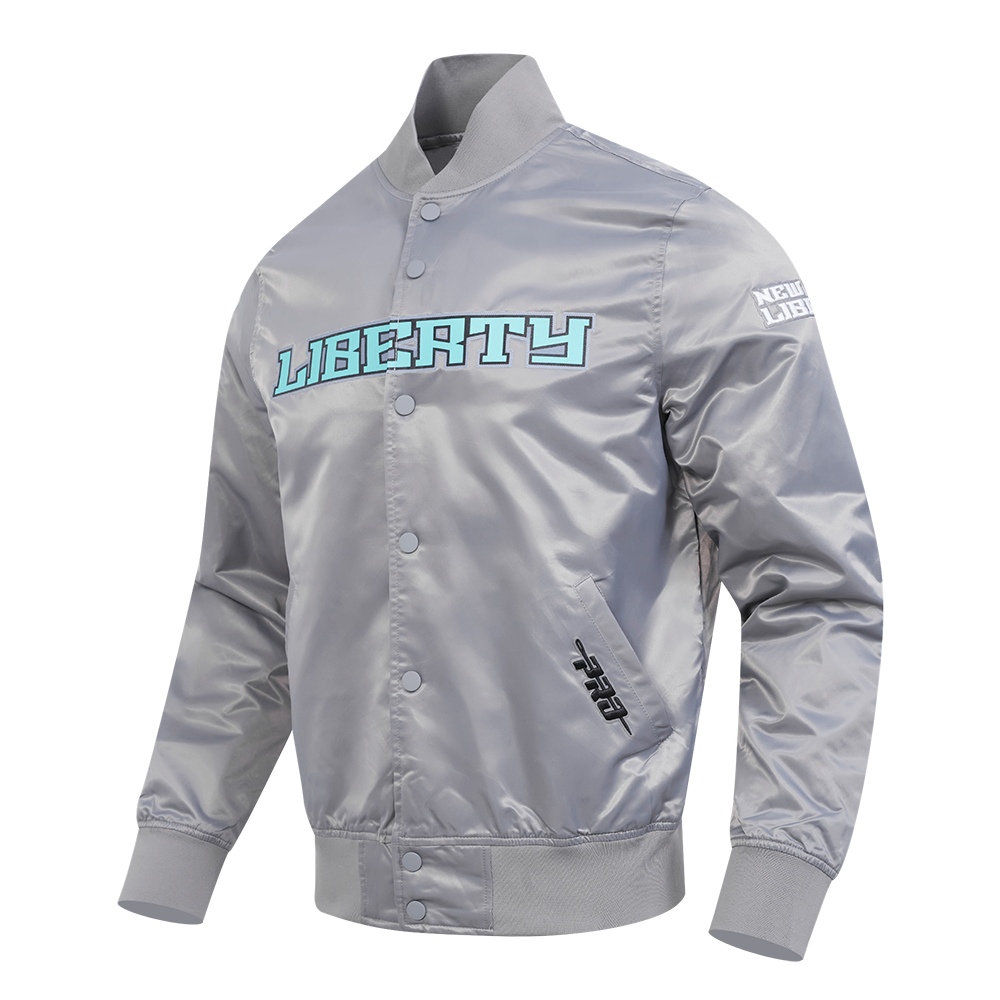 WNBA  NEW YORK LIBERTY CLASSIC CHENILLE MEN'S SATIN JACKET (GRAY)