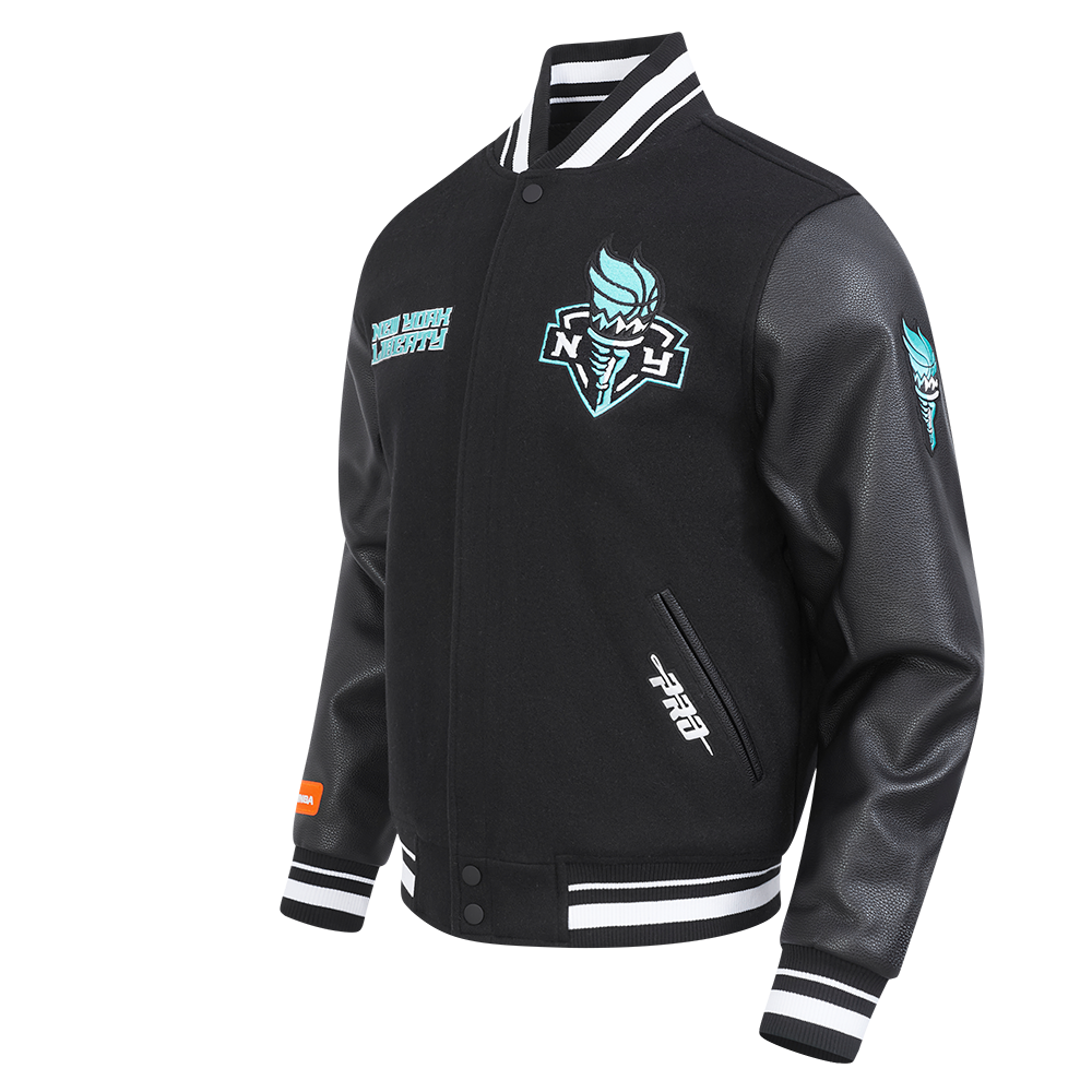 WNBA NEW YORK LIBERTY RETRO CLASSICS MEN'S RIB WOOL VARSITY JACKET (BLACK)