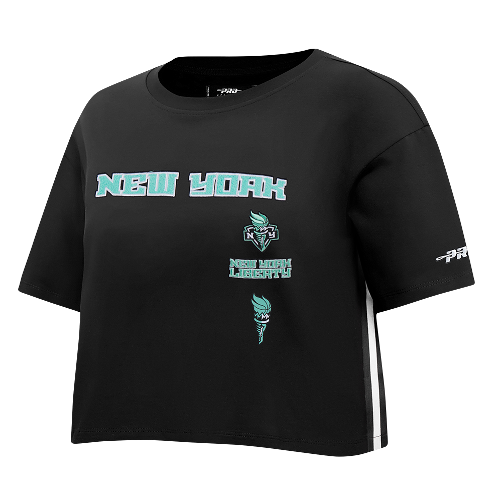 WNBA NEW YORK LIBERTY RETRO CLASSICS WOMEN'S SINGLE JERSEY BOXY TEE (BLACK)