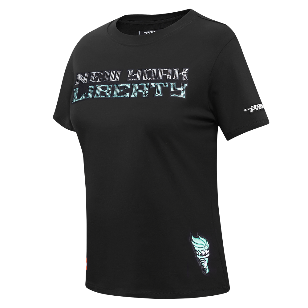WNBA NEW YORK LIBERTY JEWELS WOMEN'S SHORT SLEEVE SLIM FIT TEE (BLACK)