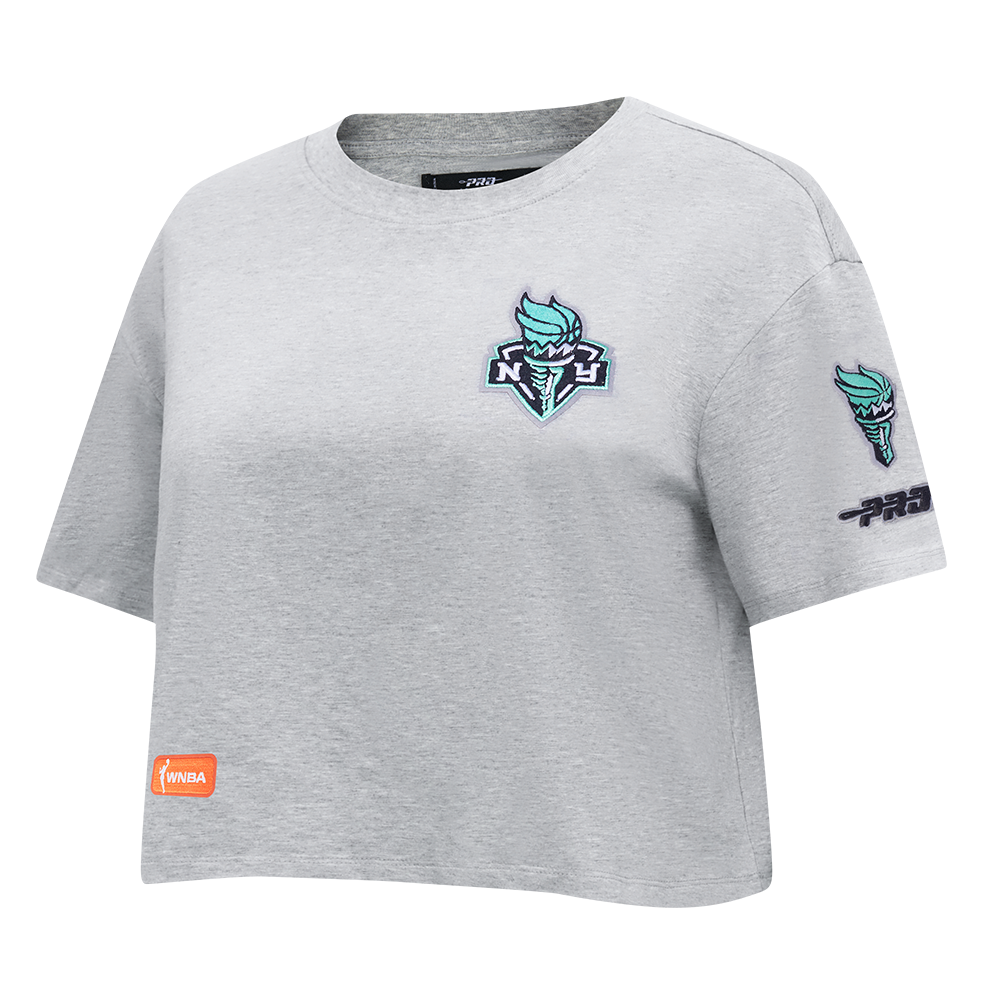 WNBA NEW YORK LIBERTY CLASSIC ESSENTIALS WOMEN'S SINGLE JERSEY BOXY TEE (HEATHER GREY)